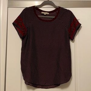 Loft burgundy short sleeved blouse